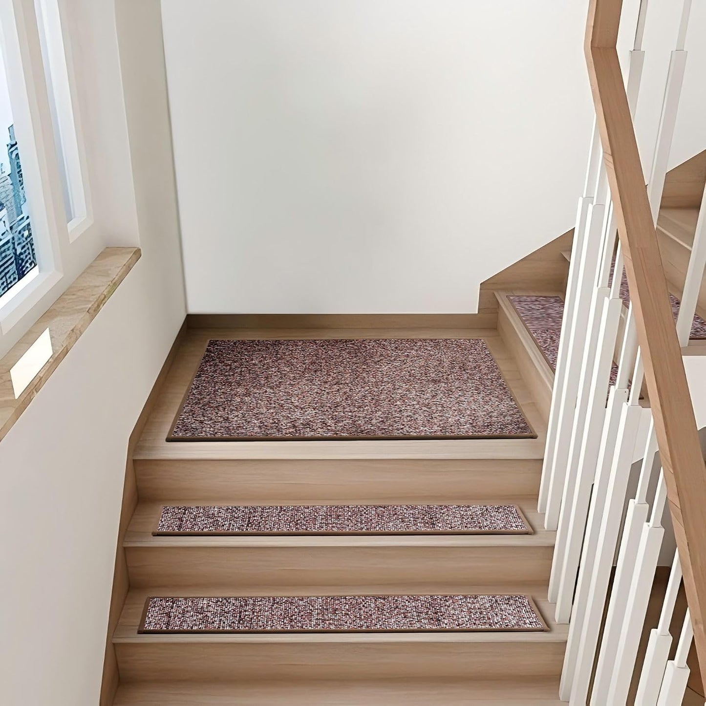 Non-Slip Carpet Stair Treads 15PCS, 8"x30" Peel and Stick Stair Runner for Wooden Steps Indoor, Washable Reusable Adhesive Backing, Pet-Friendly Safety Mats for Kids, Elders, Dogs