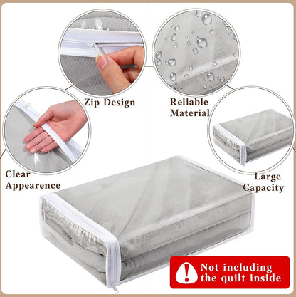 Riakrum 30 Pack Clear Zippered Storage Bags, 15x11x4 inches, Vinyl Plastic Sweater Sheet Organizers Storage Bags, PVC, for Clothes, Sheet, Blankets, Fabrics Organizers (White)