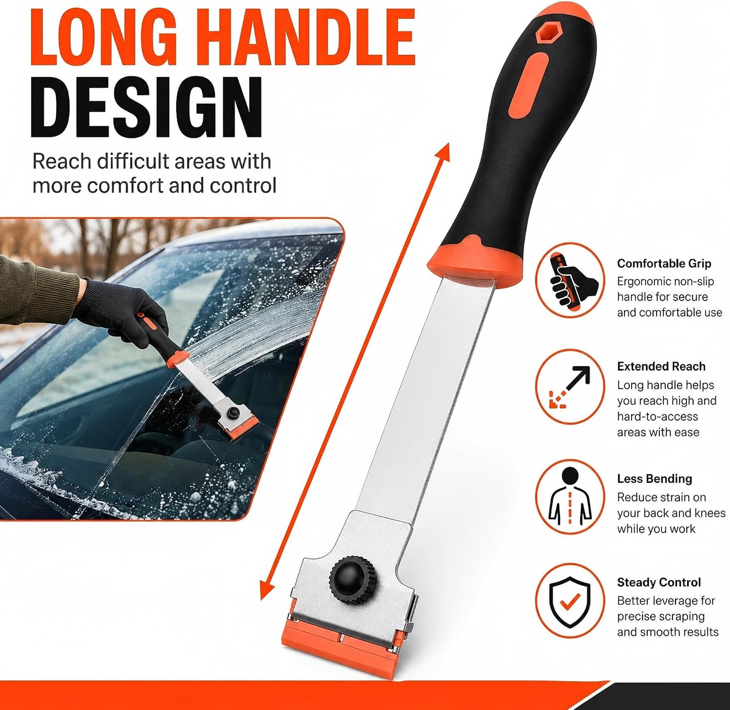 2 Pack Razor Blade Scraper with 10 Plastic and 20 Metal Blades for Removing Paint, Registration Sticker, Grease from Windshield, Glass Top Stove Cooktop Scraper