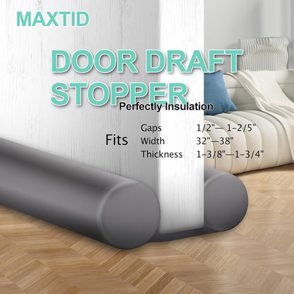 MAXTID Under Door Draft Stopper for Bottom of Doors 38" Black Door Blocker Noise ReducerLight Cold Air Guard Breeze Sound Proof Door Sweep Weather Stripping Door Seal Insulation Strip Gap Filler