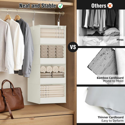 GRANNY SAYS 3-Shelf Hanging Closet Organizer and Storage, Collapsible Hanging Closet Shelves, Hanging Organizer for Closet & RV, Gray, 29 ½" H X 12" W X 12" D, 1-Pack