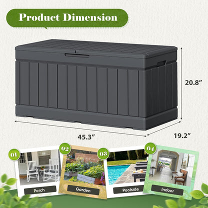 Flamaker Outdoor Storage Box 80 Gallon Resin Waterproof Deck Box Delivery Box with Wood Texture Large Storage Bin for Patio Cushions, (Grey)