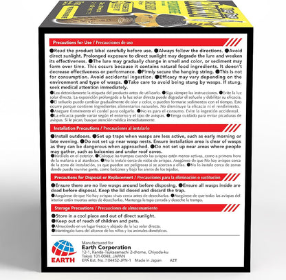 HOY HOY Wasp Trap (1 Unit) - Outdoor Hanging Trap for Yellowjackets, Wasps, Hornets, and Northern Giant Hornets, Food-Based Attractant, Safe, Easy Setup, Up to 30 Days Protection, Made in Japan