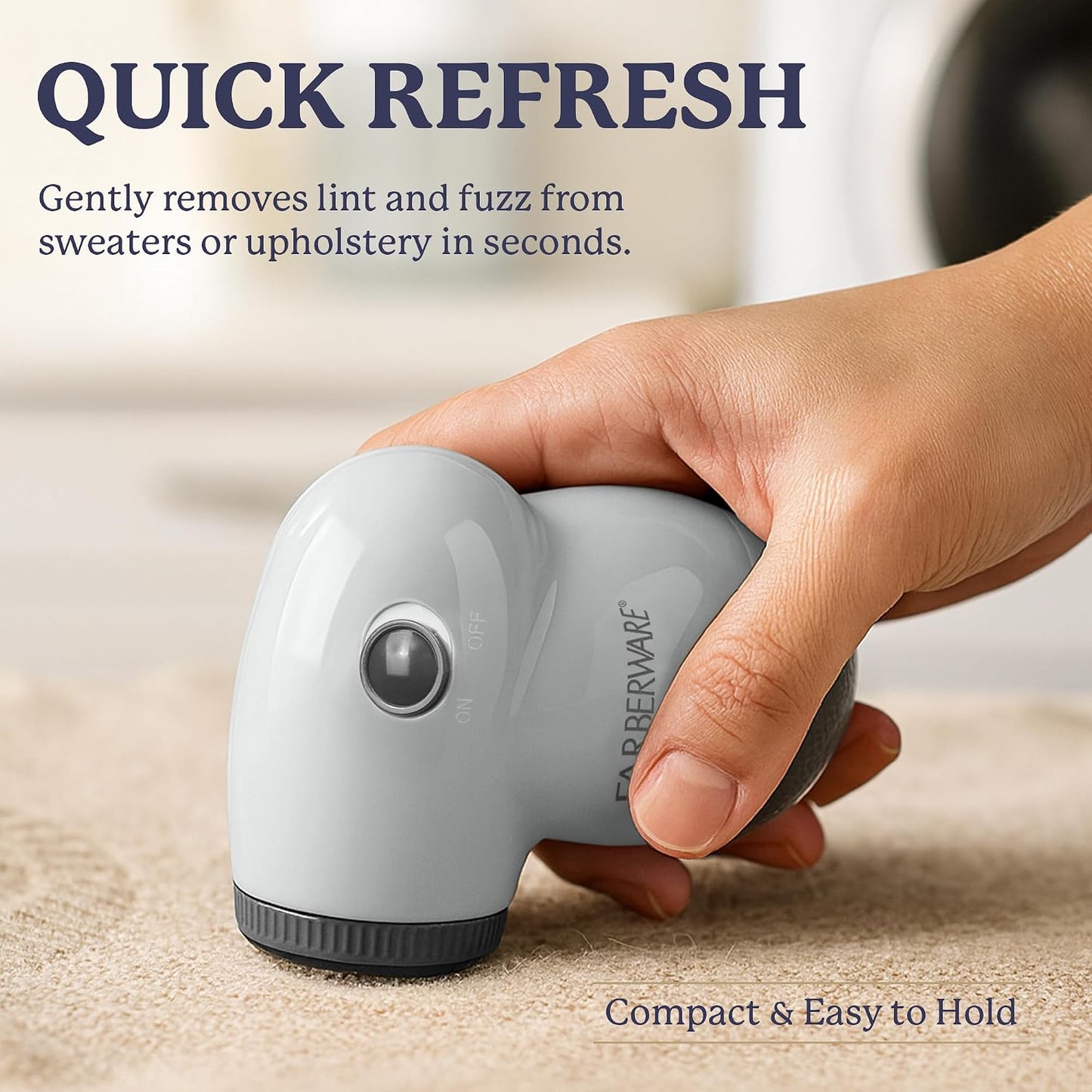 Farberware Fabric Shaver & Lint Remover for Clothes – Battery Operated Lint Shaver with Triple Blades, Sweater Shaver to Remove Pilling for Clothing, Couch, Furniture, Fuzz, Lint Balls