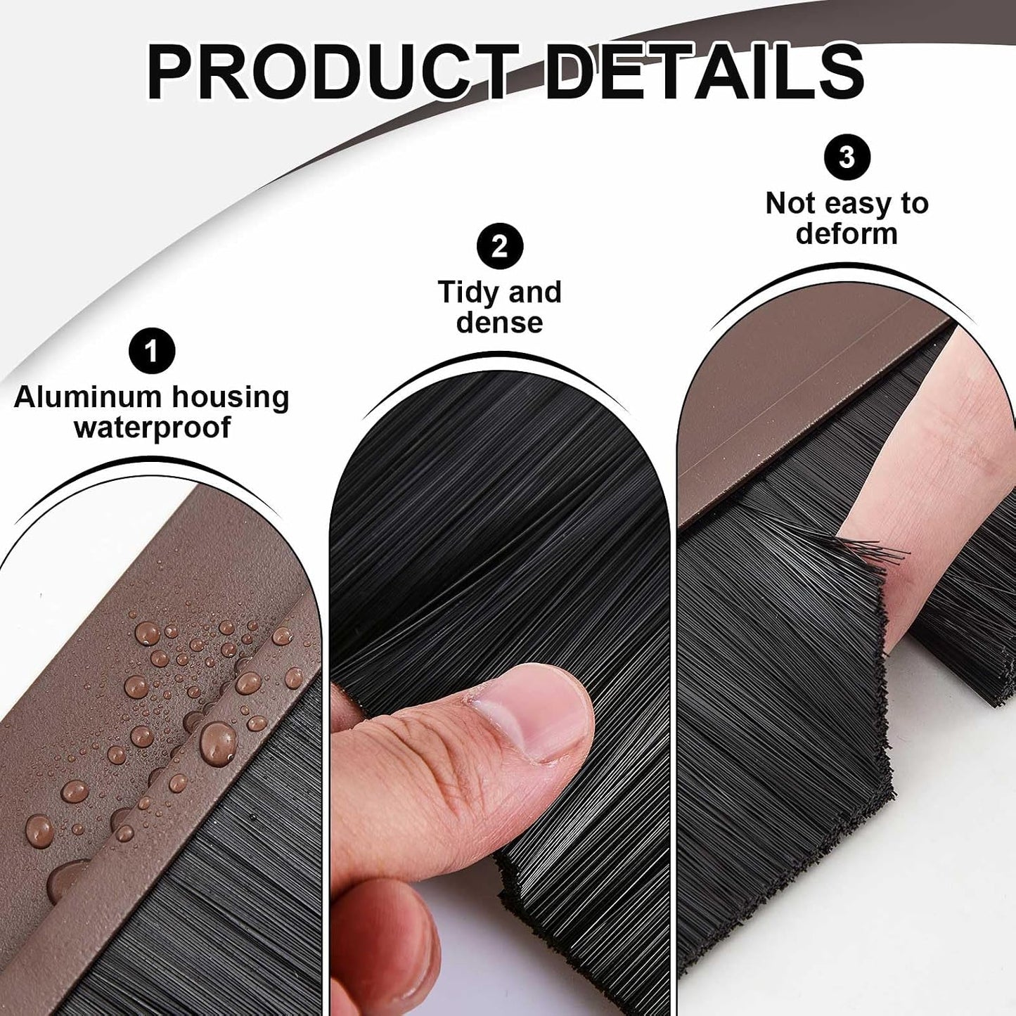 Frienda 2 Set Door Brush Bottom Sweep Brush Weather Stripping Aluminum Door Seal with Screws for Gaps up to 1 Inch, for Home, Commercial Gate, Fill Gaps Dust, Debris (1 x 36 Inch,Gray)