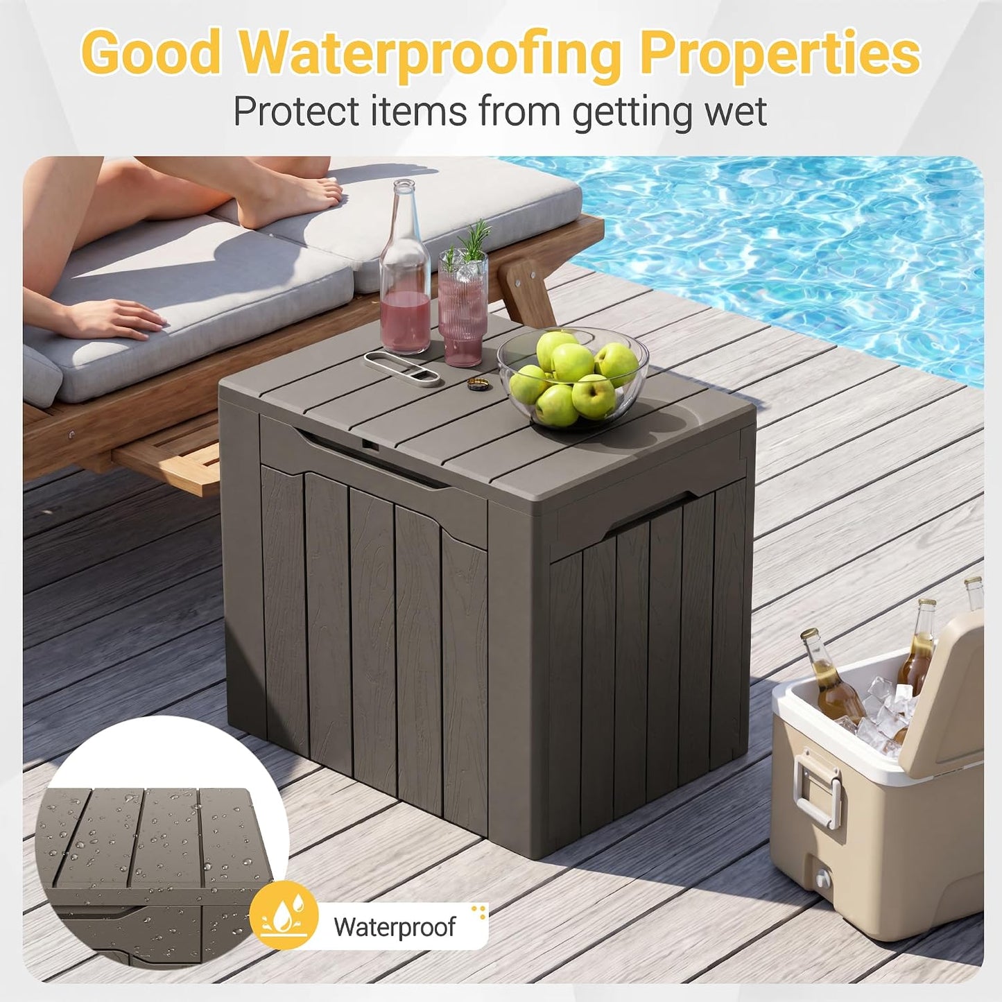 Greesum 31 Gallon Resin Deck Box All Weather Outdoor Storage Boxes for Patio Furniture Set,Outdoor Toys,Garden Tools,Black