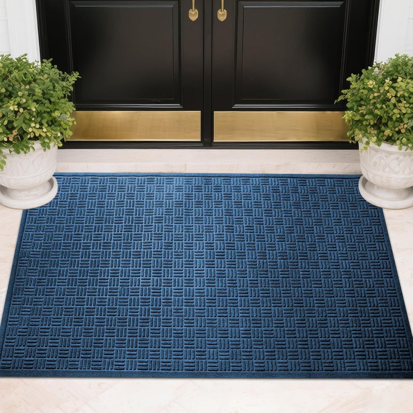 Mibao Front Door Mat, Heavy Duty Durable Welcome Mat for Outdoor Indoor, Dirt Trapper Waterproof Super Absorbent Door Mat for Entryway Outside Patio Porch, 29.5" x 17", Grey