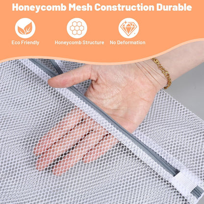24 PCS Laundry Bags Mesh Wash Bags Bulk, Honeycomb Mesh Laundry Bags for Delicates with Zipper Closure, 12"x16" Medium Wash Bag for Bras, Socks, Baby Clothes, Dorm & Travel