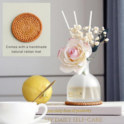 Reed Diffuser Set,4.06 oz Scent Flower Diffuser with 6 Sticks,Home Fragrance,Reed Diffuser for Bathroom Shelf Decor (Jasmine Rose)