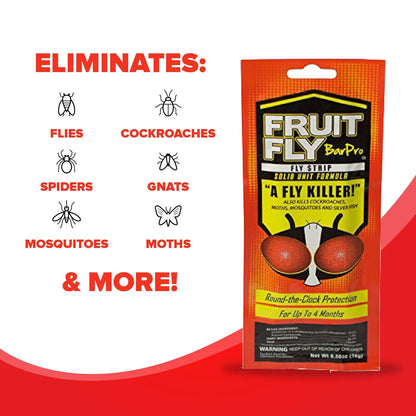 Fruit Fly BarPro – 4 Month Protection Against Flies, Cockroaches, Mosquitos & Other Pests – Non-Toxic & Portable for Indoor & Outdoor Use