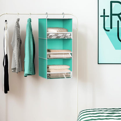 Simple Houseware 3-Shelf Hanging Closet Organizer, Fabric Storage Shelves with 57L Capacity, Black