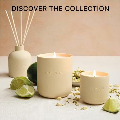 Craft & Kin Reed Diffuser for Home & Bathroom – Neroli & Jasmine Holiday Reed Diffuser Set with Fragrance Sticks, Long-Lasting Alcohol-Free Winter Scent, Earthenware Collection, 6.7oz