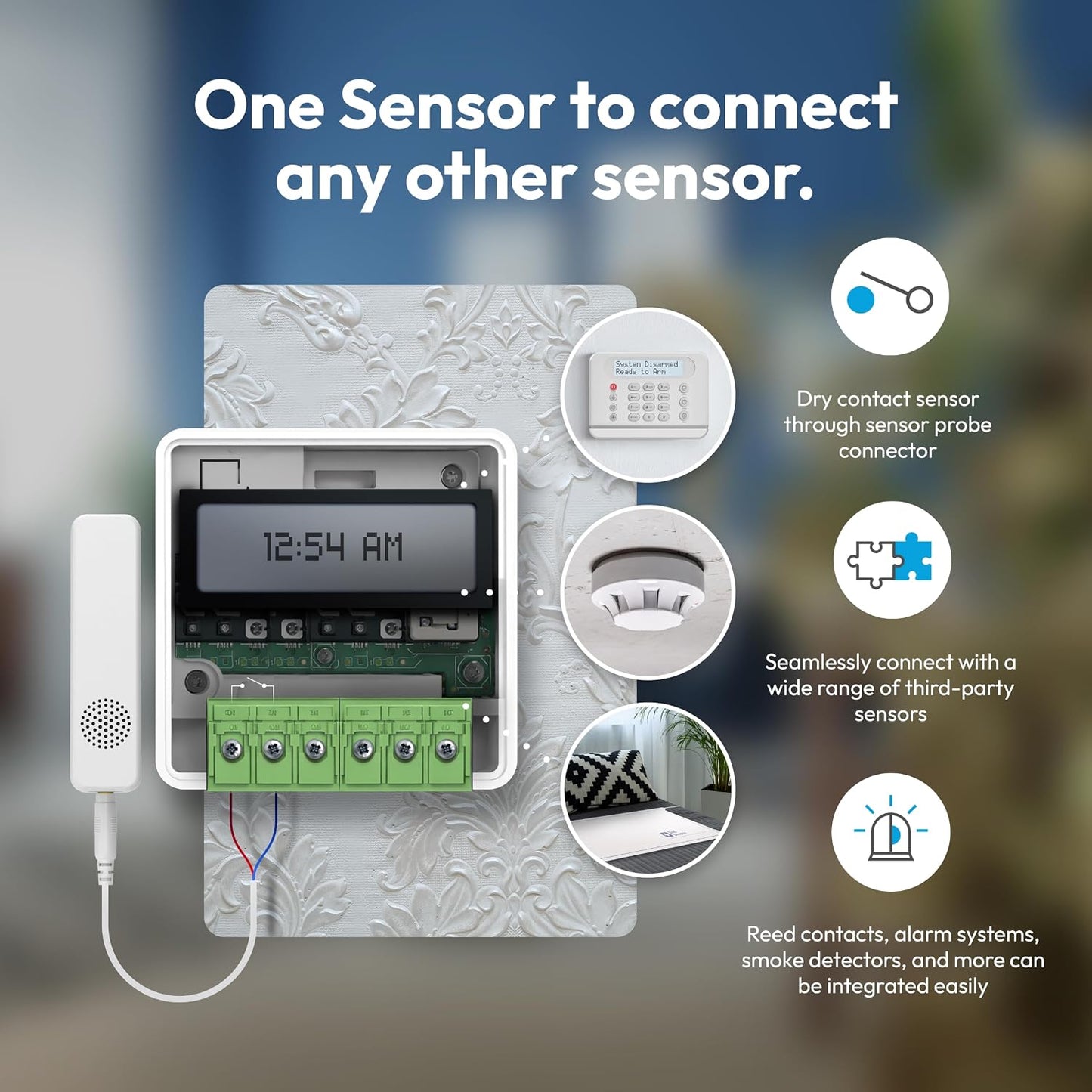 Aeotec Water Sensor 8, Z-Wave Plus 800 Series with Long Range Support, Leak Detector with Temperature & Humidity, SmartThings Compatible, Battery or USB-C Powered Flood Sensor