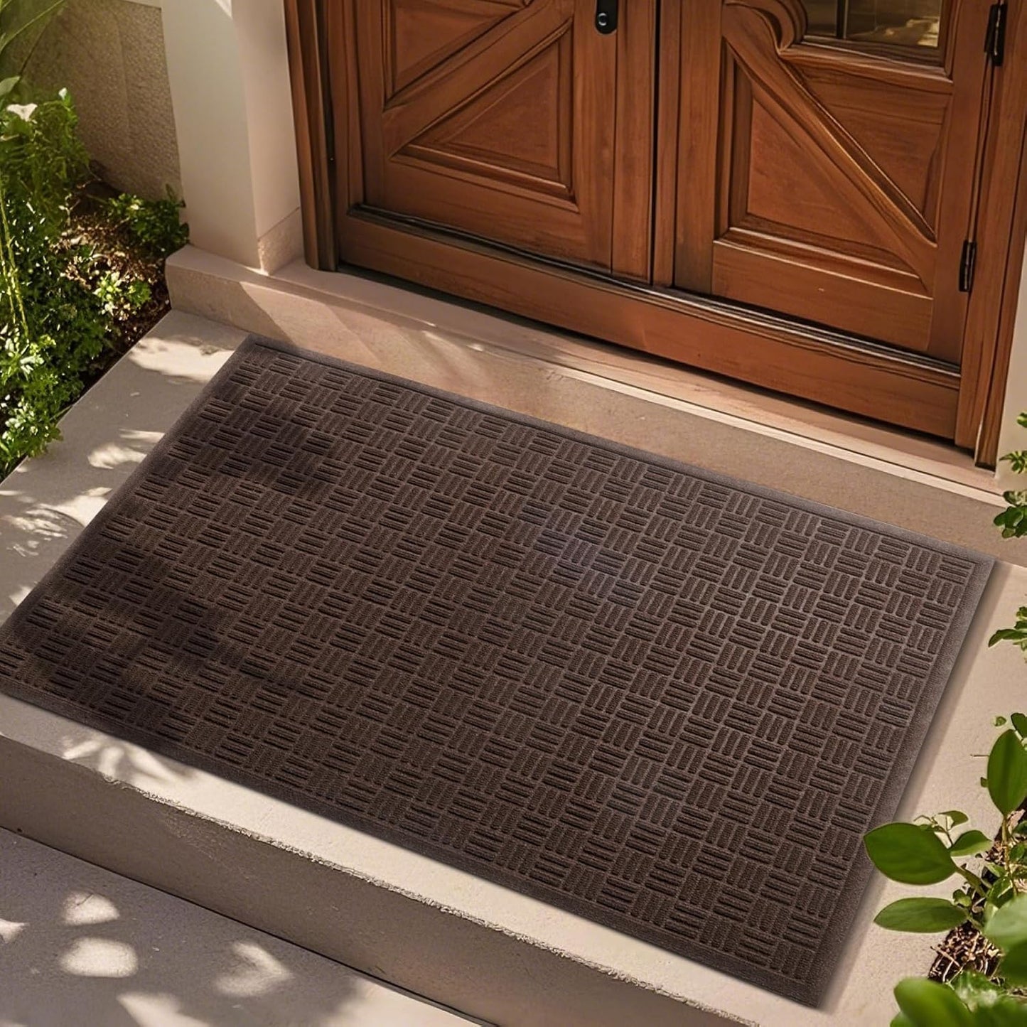 Mibao Front Door Mat, Heavy Duty Durable Welcome Mat for Outdoor Indoor, Dirt Trapper Waterproof Super Absorbent Door Mat for Entryway Outside Patio Porch, 29.5" x 17", Grey
