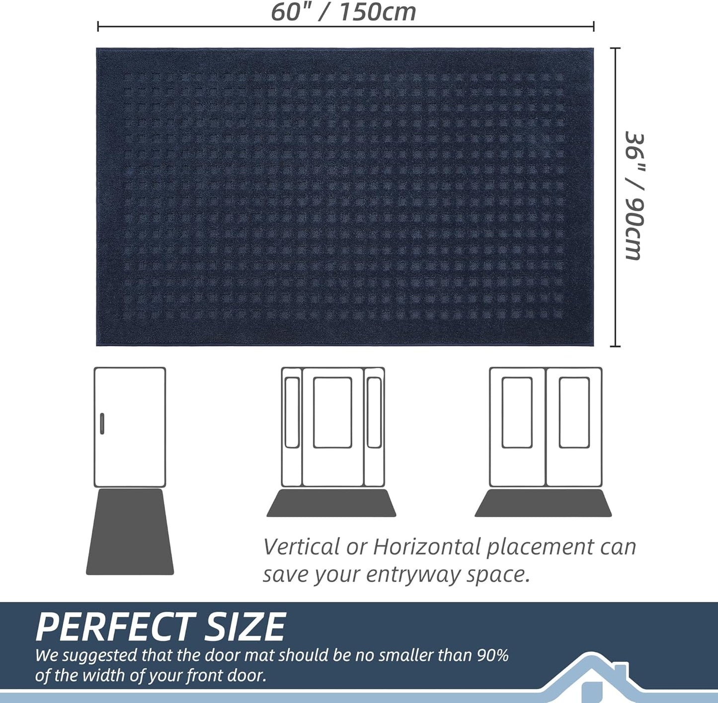 BEQHAUSE Dirt Trapper Door Mats 20"x32", Non-Slip Waffle Doormat Indoor Entrance Low-Profile, Dirt Resist and Absorbent Entryway Rugs Washable Inside Welcome Floor Mat for Front Back Door, Beige