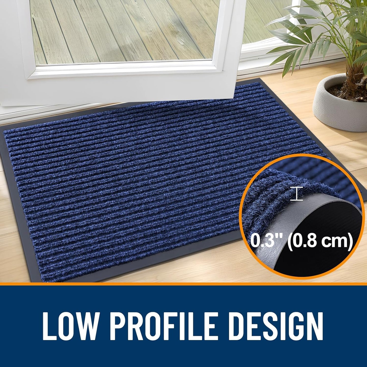 OLANLY Front Door Mat Indoor Outdoor Entrance, 2-Pack 29.5 x 17 Inch, Waterproof Heavy Duty Doormat, Fade Resistant, Low Profile, Easy Clean Patio Porch Welcome Floor Mats for Entry, Grey