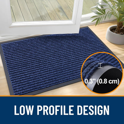 OLANLY Front Door Mat Indoor Outdoor Entrance, 2-Pack 29.5 x 17 Inch, Waterproof Heavy Duty Doormat, Fade Resistant, Low Profile, Easy Clean Patio Porch Welcome Floor Mats for Entry, Grey
