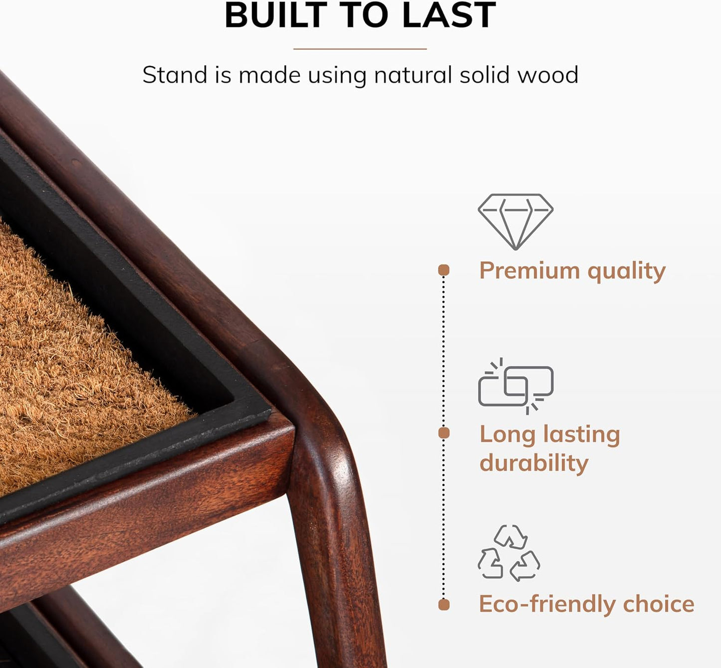 Anji Mountain Heavy Duty Waterproof Wooden Shoe Storage Mat Organizer/Boot Storage Tray Multi Use for Entryway with Coir, Gray and Ivory Insert, 1 Tier, Fits 2 Pair (26.5" Wide)