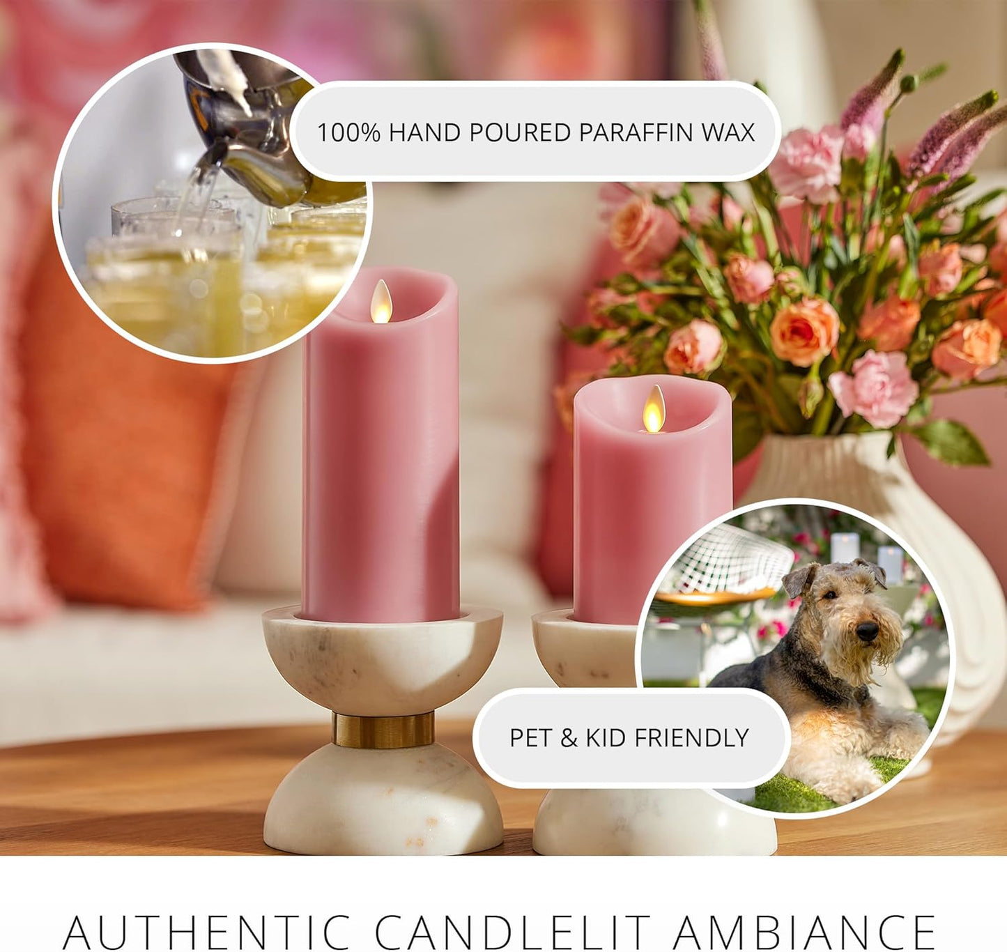Luminara Flameless LED Battery Operated Ivory Pillar Candle, Flickering Realistic Moving Flame, 3" x 4.5" Luminous Real Wax Indoor Home Decor Pack of 1