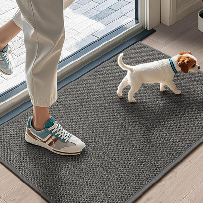 LEKEEPGO Door Mat 17"x29", Non Slip Door Mat Indoor Entrance, Rubber Backing Indoor Door mats Washable Absorbent Low-Profile Doormat Front Entryway Entry Resist Dirt Inside Door Mats, Khaki
