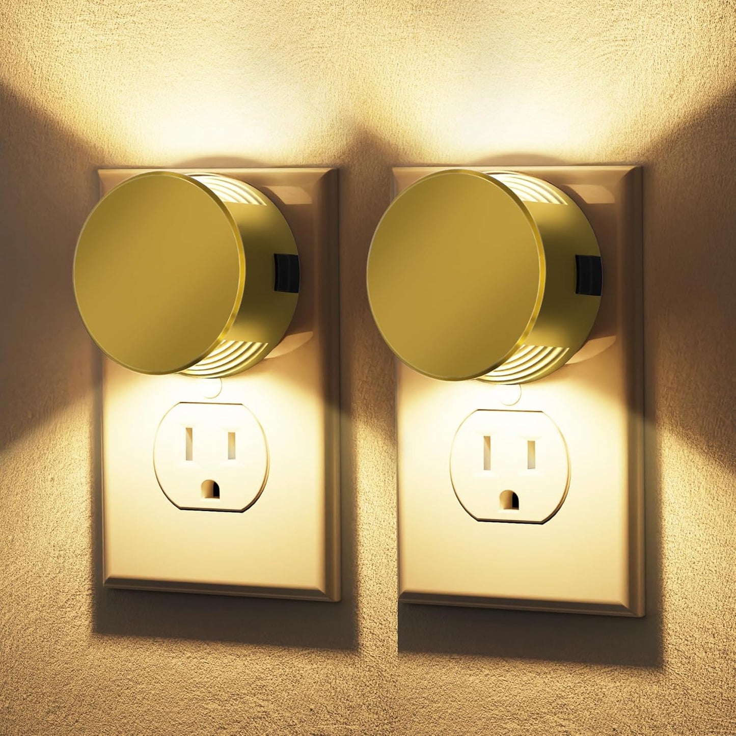 Briignite Night Lights Plug into Wall [2 Pack], White Night Light Dusk to Dawn Sensor Nightlight, Brightness Adjustable 3000K Soft White, Plug in Night Light for Bedroom, Hallway, Stairs, Kitchen