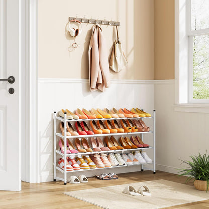 Tajsoon Expandable Shoe Rack for Closet 3 Tier, 28“-41“Adjustable & Stackable Shoe Shelf Storage, Metal Shoe Rack Organizer for Front Door Entrance, Closet, Garage, Entryway, Black