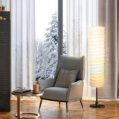 STOBOK Rice Paper Floor Lamp Shade Replacement, 36-inch Standing Paper Lampshade, Japanese Style Long Lamp Shade Only, Foldable Light Cover for Living Room Bedroom Hotel Decor, White