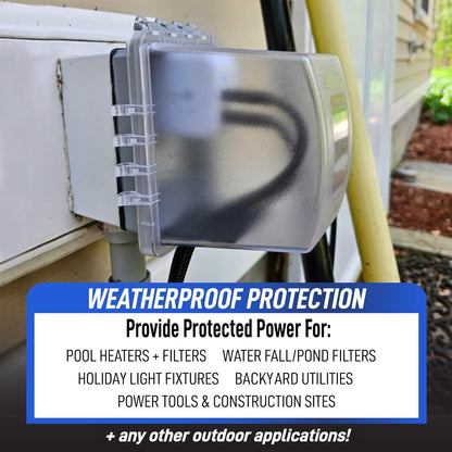 Sealproof 1-Gang Extra Deep Weatherproof in Use Outdoor Duplex Outlet Cover with Box Kit, Lockable, UL Extra Duty Compliant, 18 Configurations