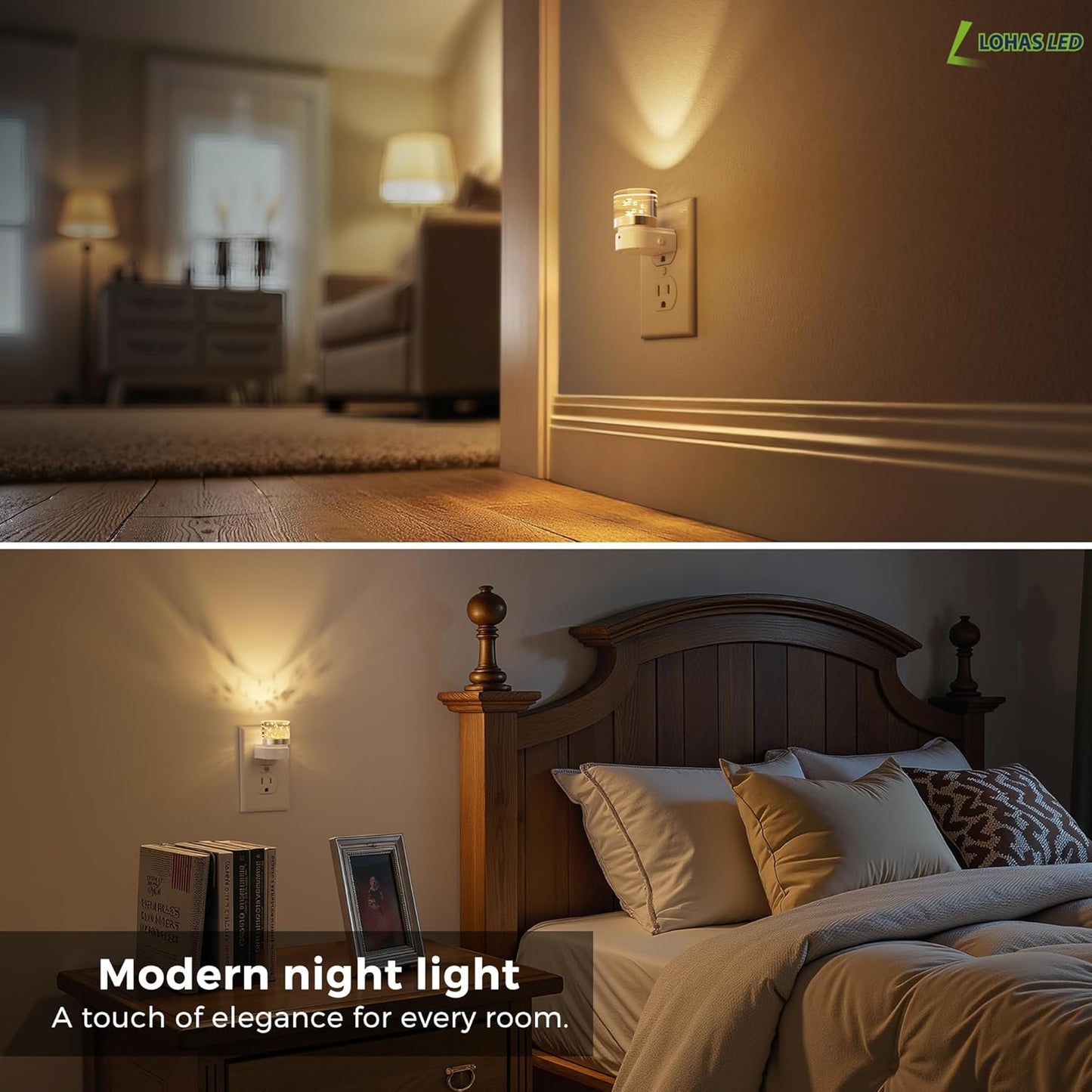 L LOHAS LED Night Light, Bubble Night Lights Plug into Wall,2 Pack 3000K/4000k/5000K Adjustable Color Temperature Night Light,Dimmable Nightlights with Dusk to Dawn Sensor for Rooms Bathroom Hallway