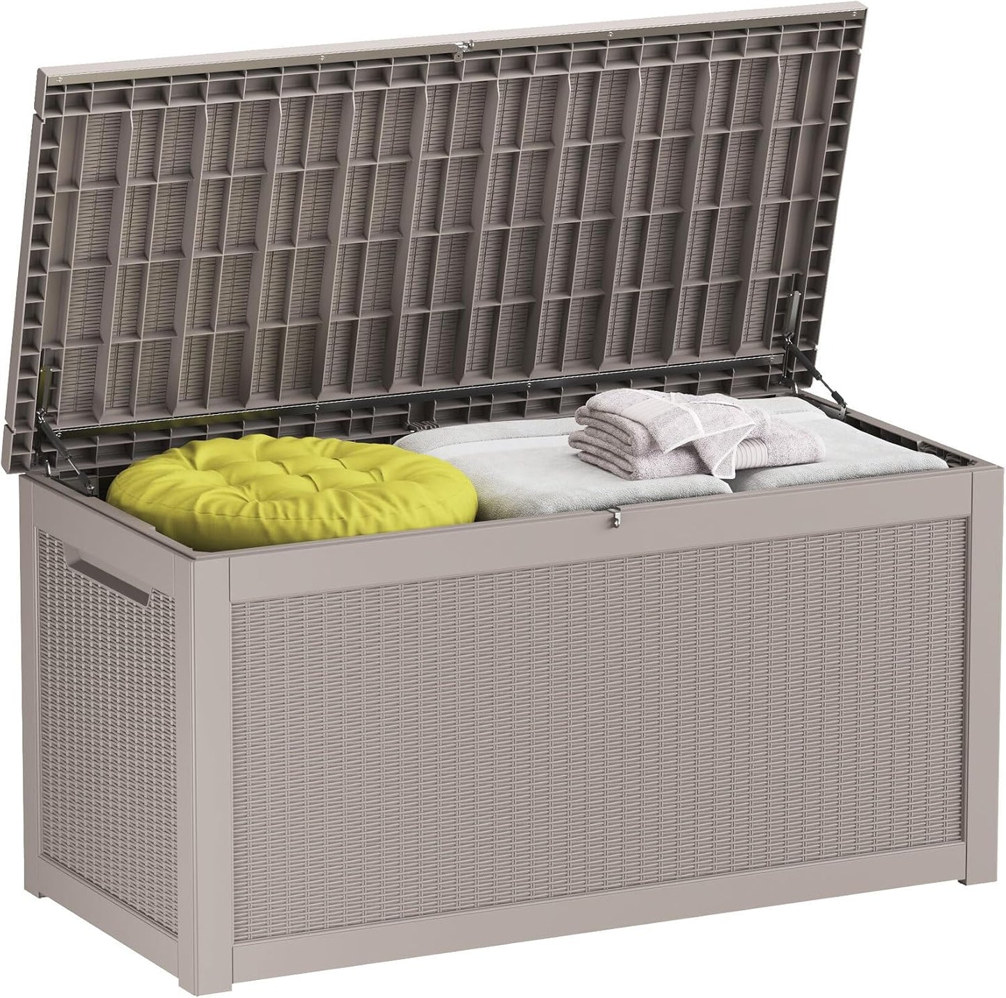 Outdoor Storage Box 325GAL Waterproof Resin Deck Box,Pool Accessories Supplies，UV-Resistant Lockable Package Delivery Bin for Garden Tools,Large Patio Outside Cushions,Chest,Furniture,Black