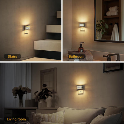 JandCase Motion Sensor Night Light, [2 Pack] Night Lights Plug into Wall, Dusk to Dawn & Motion Sensor, 3 Level Brightness Dimmable Plug in Night Light, 3000K Nightlight for Bedroom Bathroom Hallway