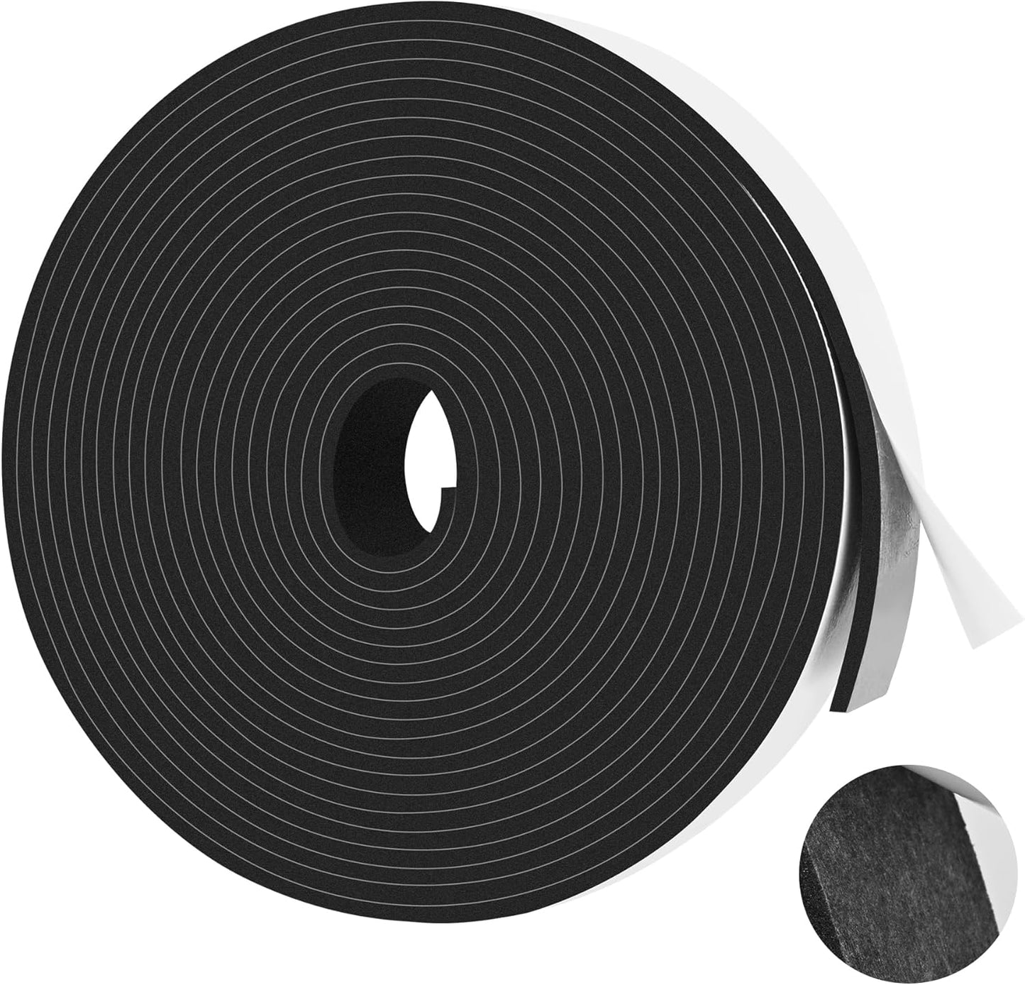 66Ft Foam Tapes Self Adhesive Foam Seal Strips 1/2In x 1/8In x 33.1Ft Each Roll Weatherstrips High Resilience Weather Stripping Door Seals for Door Soundproofing, Window Insulation (2R, White)