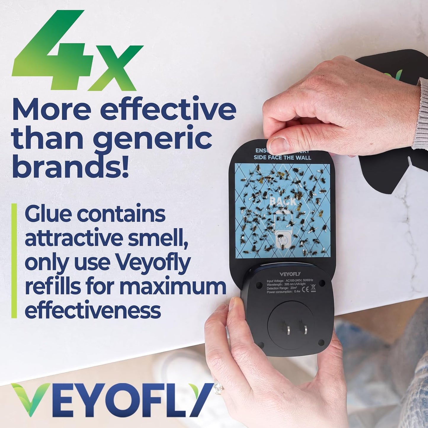 VEYOFLY Fruit Fly Traps for Indoors (2 Device + 4 Refills), Gnat Trap Indoor Plug in, Bug Traps, Flying Insect Trap, Gnat Traps for House Indoor, Fly Trap Indoor for Home Bug Light, Gnats Catcher