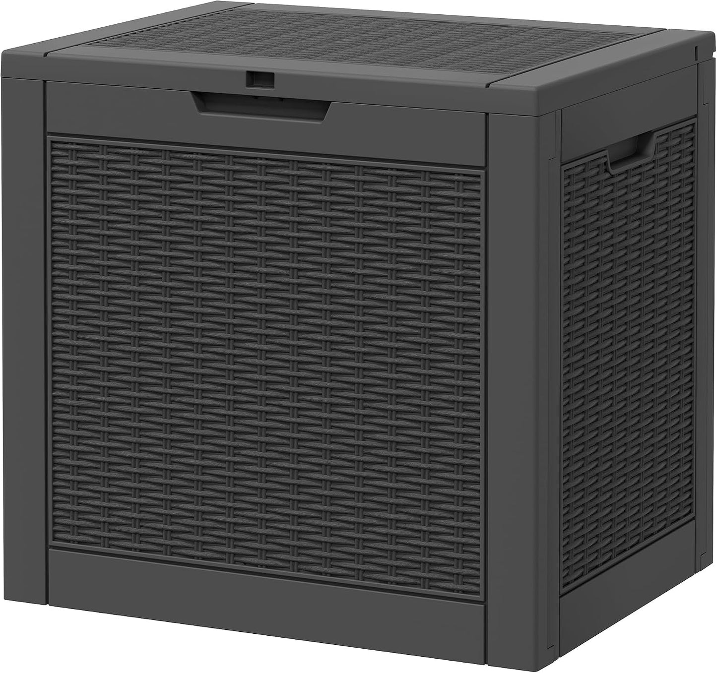 NUNU LAB Outdoor Storage Box, 45 Gallon Outside Deck Box Waterproof, Resin Outdoor Storage Cabinet With Lockable Lid, Backyard Storage Bench For Garden Tools, Patio Cushions, Pool Tools, Black