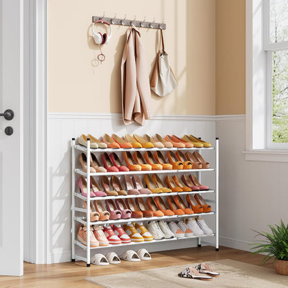 Tajsoon Expandable Shoe Rack for Closet 3 Tier, 28“-41“Adjustable & Stackable Shoe Shelf Storage, Metal Shoe Rack Organizer for Front Door Entrance, Closet, Garage, Entryway, Black