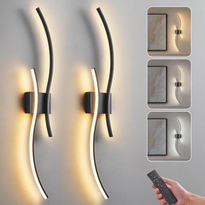 Battery Operated Wall Sconce Set of 2, Dimmable Modern LED Rechargeable Wall Light with Remote Control, Wall Decor for Living Room, Hallway, Quick Install, No Electrician Required