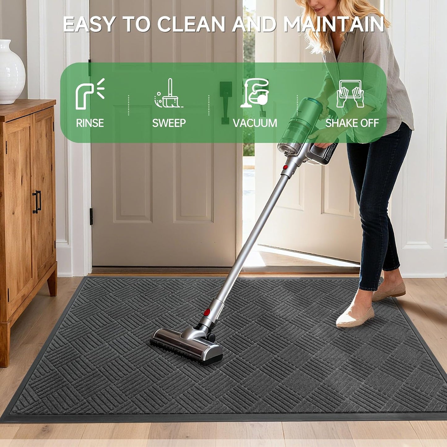 100pointONE Durable Front Door Mat, Heavy Duty Indoor Outdoor Doormat, 48” x 36” Low Profile Outdoor Mats for Home Entrance, Stain and Fade Resistant Shoe Scraper Mat, Ideal for High Traffic Area