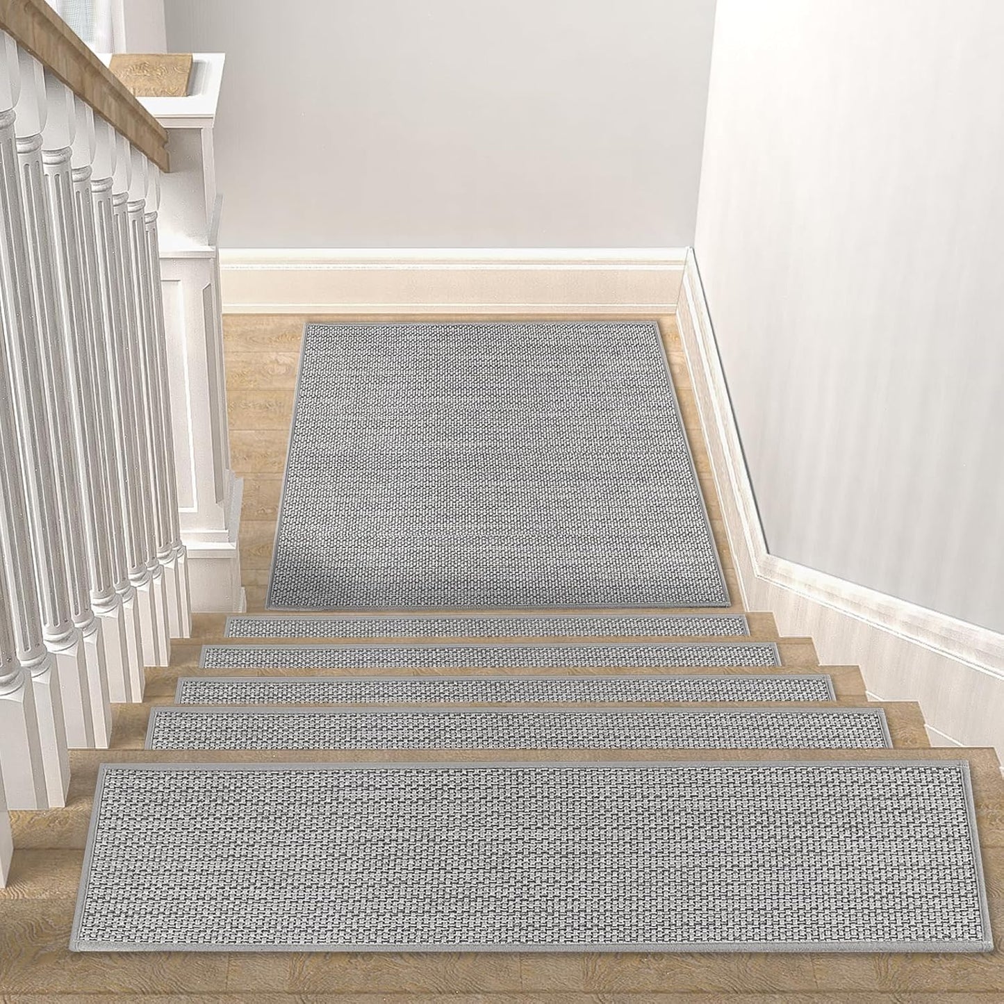 15Pcs Stair Treads for Wooden Steps With Self Adhesive, 8"x30" Non Slip Stair Runners-Peel & Stick Indoor Stair Carpet Runner, Resistant Runner for Kids, Elders and Pets, Black