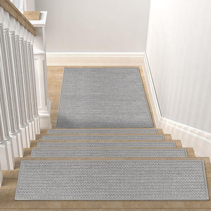 15Pcs Stair Treads for Wooden Steps With Self Adhesive, 8"x30" Non Slip Stair Runners-Peel & Stick Indoor Stair Carpet Runner, Resistant Runner for Kids, Elders and Pets, Black
