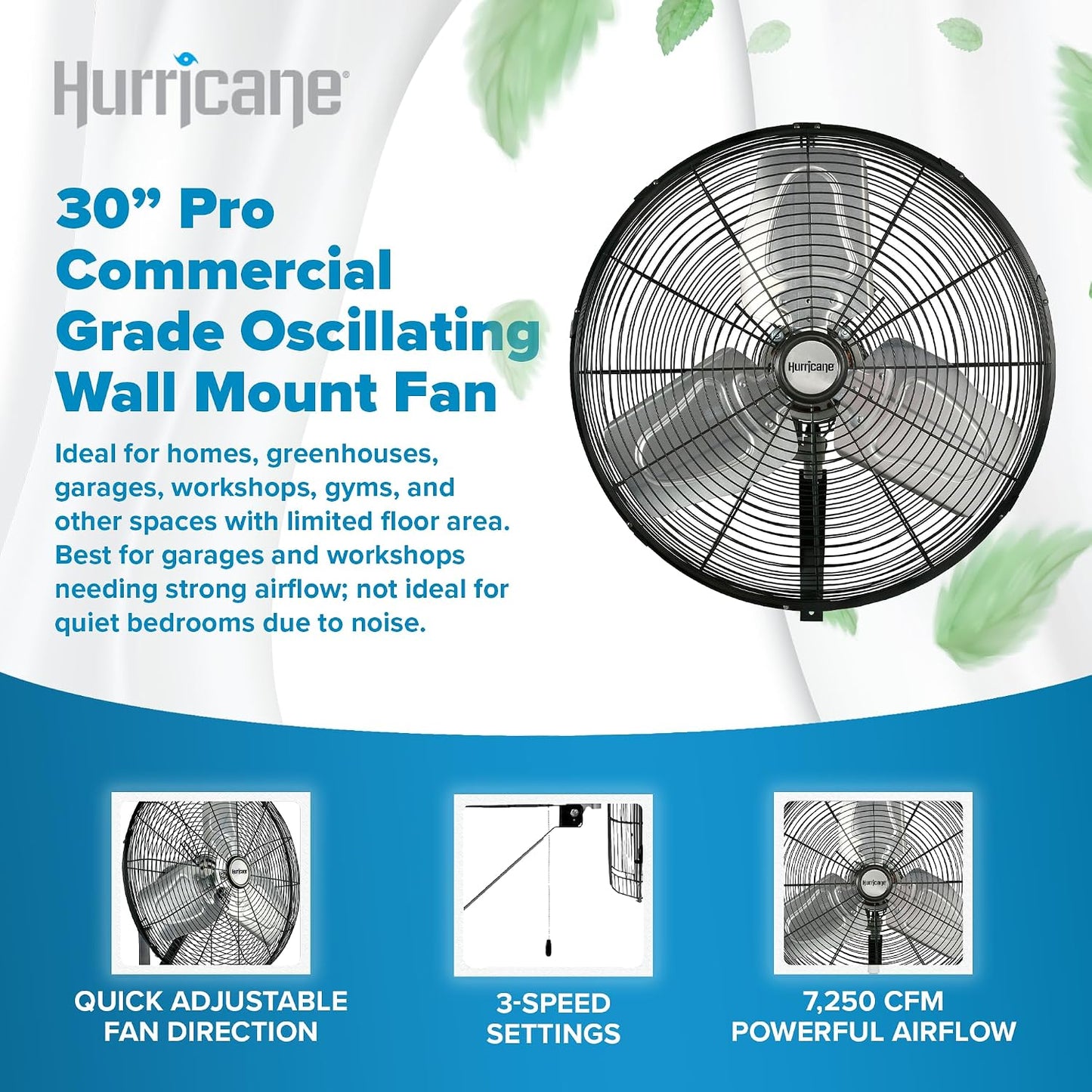 Hurricane Classic 6 Inch Clip Fan, 2 Speed Portable Desk Table Fan with Tilt, White