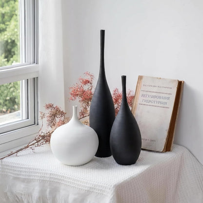 Relexome White Ceramic Vase Modern Boho Wabi-Sabi Flower Vase Set of 3 Decorative Aesthetic Vases for Centerpieces Pampas Matte Minimalist Vases for Living Room Table Shelf Home Decor Gift