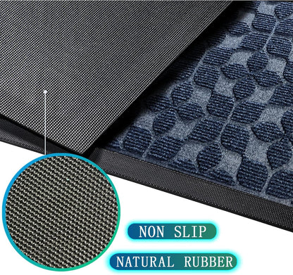 Bulijojo Sturdy Front Entrance Doormats,Durable Heavy Duty Welcome Mat,Thick Absorbent Natural Rubber Non Slip Mat,Easy Clean Entryway Mat 17x30 Inch Leaves Green