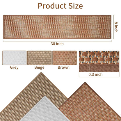 Carpet Stairs Runner for Wood Stairs, 30"x 30",Reusable Washable Self-Stick Stair Treads, for Indoor Steps, Non Slip for Kids Elders and Pets Stair Mats Residue Free, Beige 1-Pack