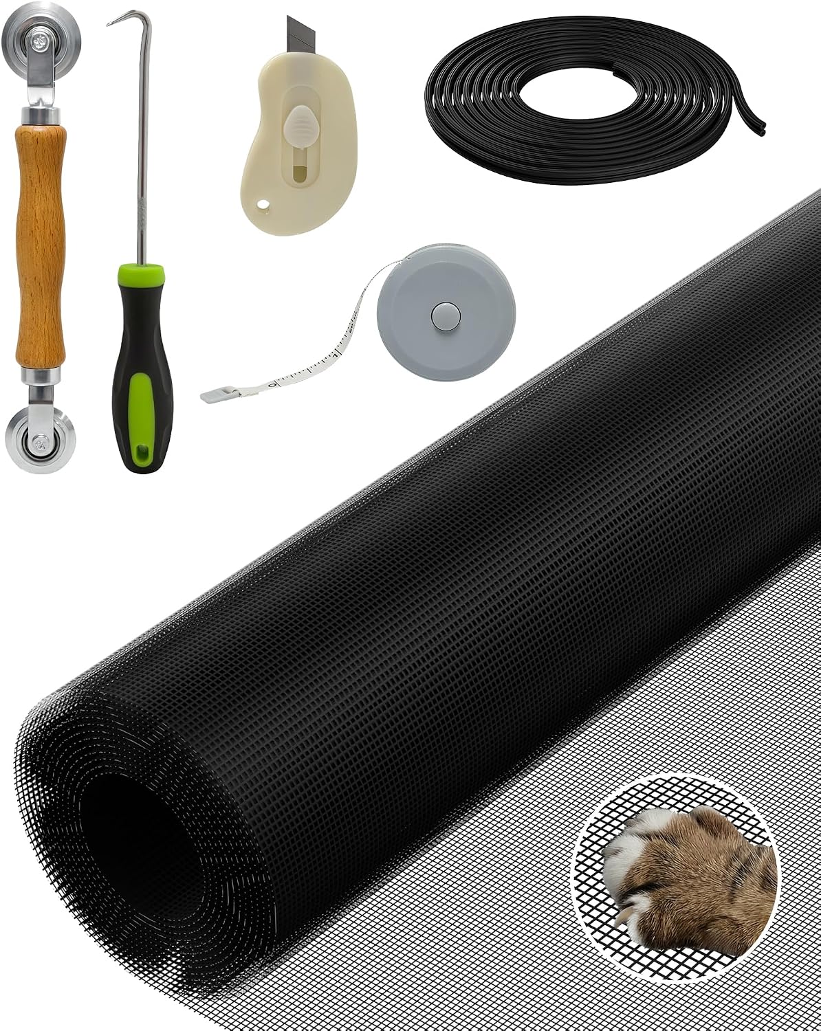 Replacement Window Screen Door Repair Kit - 48"x118" Durable Mesh Screen with Tools - DIY Window/Sliding Door/Porch Screens Replacement for Home, RV & Patio