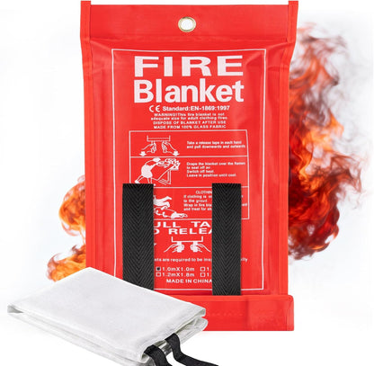 RAINFLOW 40inch Fire Blanket - Emergency Blanket for Home and Kitchen Fiberglass Fire Blanket for Home Office Car Warehouse Grill Camping Essentials Survival Safety
