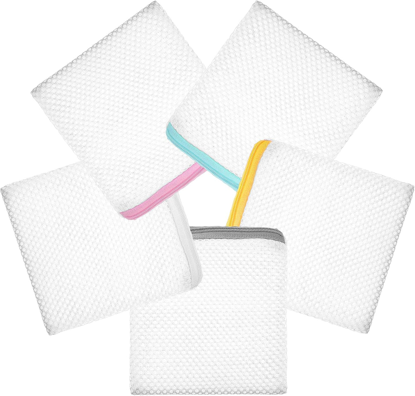 6 Pcs Small Lingerie Bags for Washing Delicates, Mesh Laundry Bags Small with Zipper, Wash Bag for Underwear, Socks & Bras, Foldable and Reusable for Travel & Home