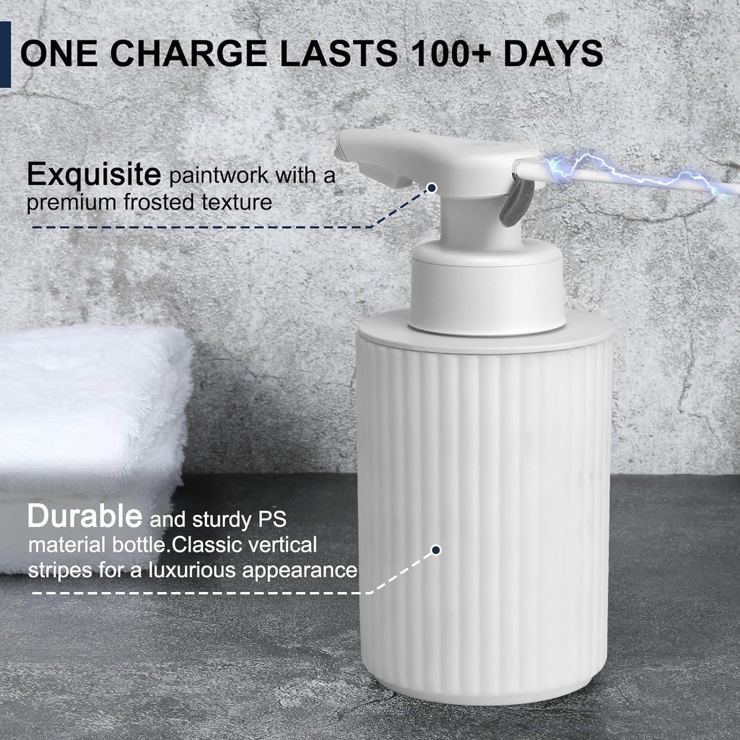 Automatic Soap Dispenser Foaming Touchless: 9oz Black Plastic - Rechargeable Electric Smart Auto Foam Soap Dispenser - Hand Dish Bathroom Kitchen