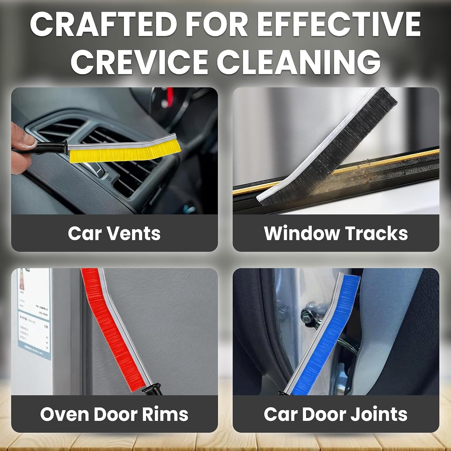 Crevice Cleaning Brush Set – 6Pcs Hard Bristle Cleaning Tools for Grout, Tile Floors, Gaps & Narrow Spaces – Small Grout Scrub Brush for Cleaning Bathroom, Shower, Window Tracks, Kitchen