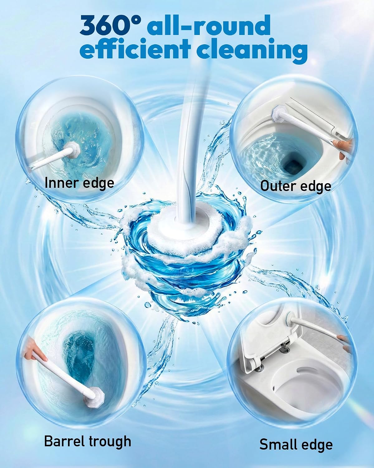 60 Count Wand Refills for Clorox Toilet Brush, Disposable Heads for Deep Cleaning, Instant Foam