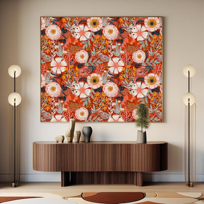 HAOKHOME Boho Peel and Stick Wallpaper Floral Wall Paper Removable for Bedroom Navy/Pink/Orange Contact Paper 17.7in x 9.8ft